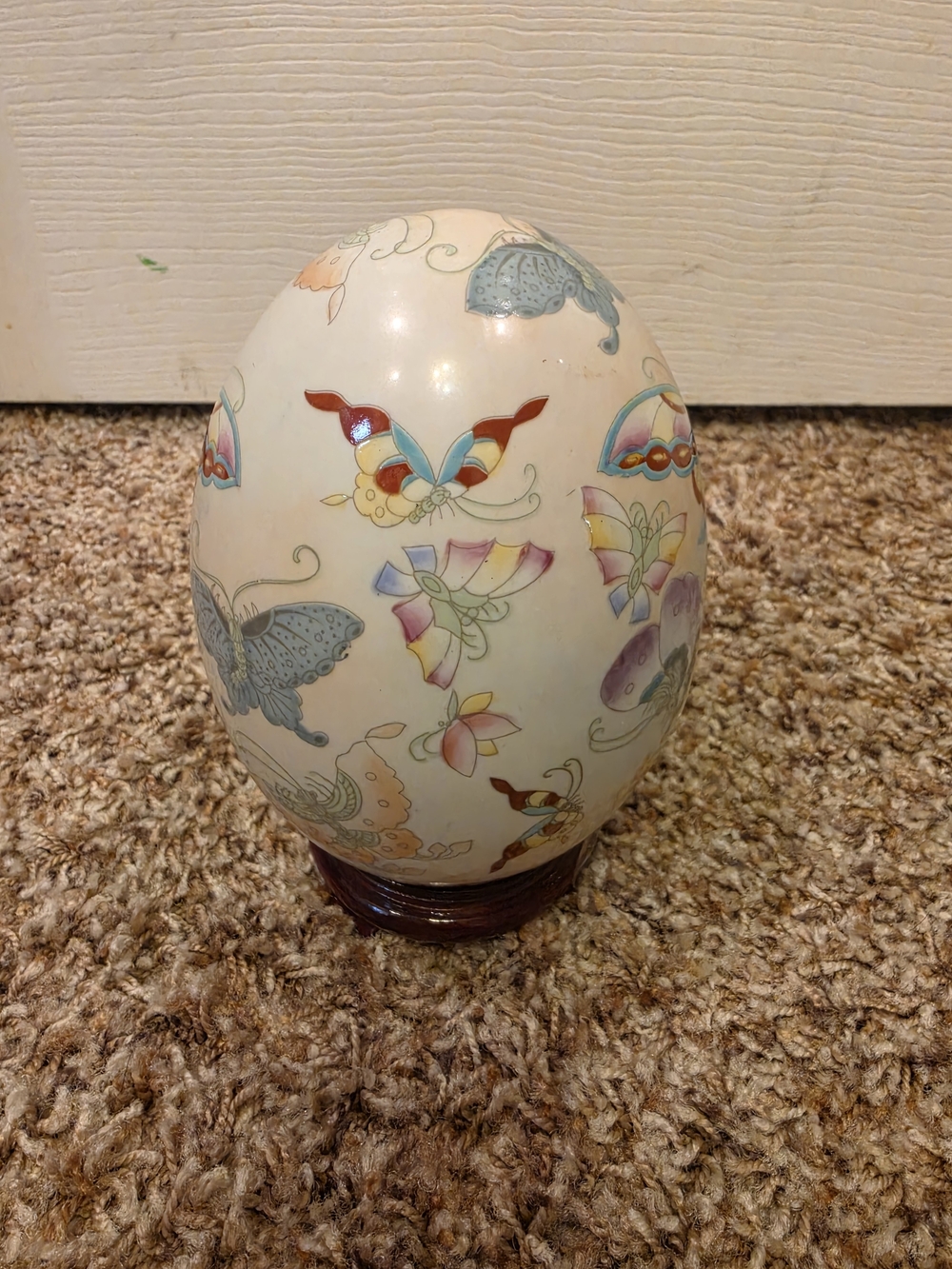 Decorative Butterfly Ceramic Vase - Cream with Pastel Accents - Picture 2 of 2
